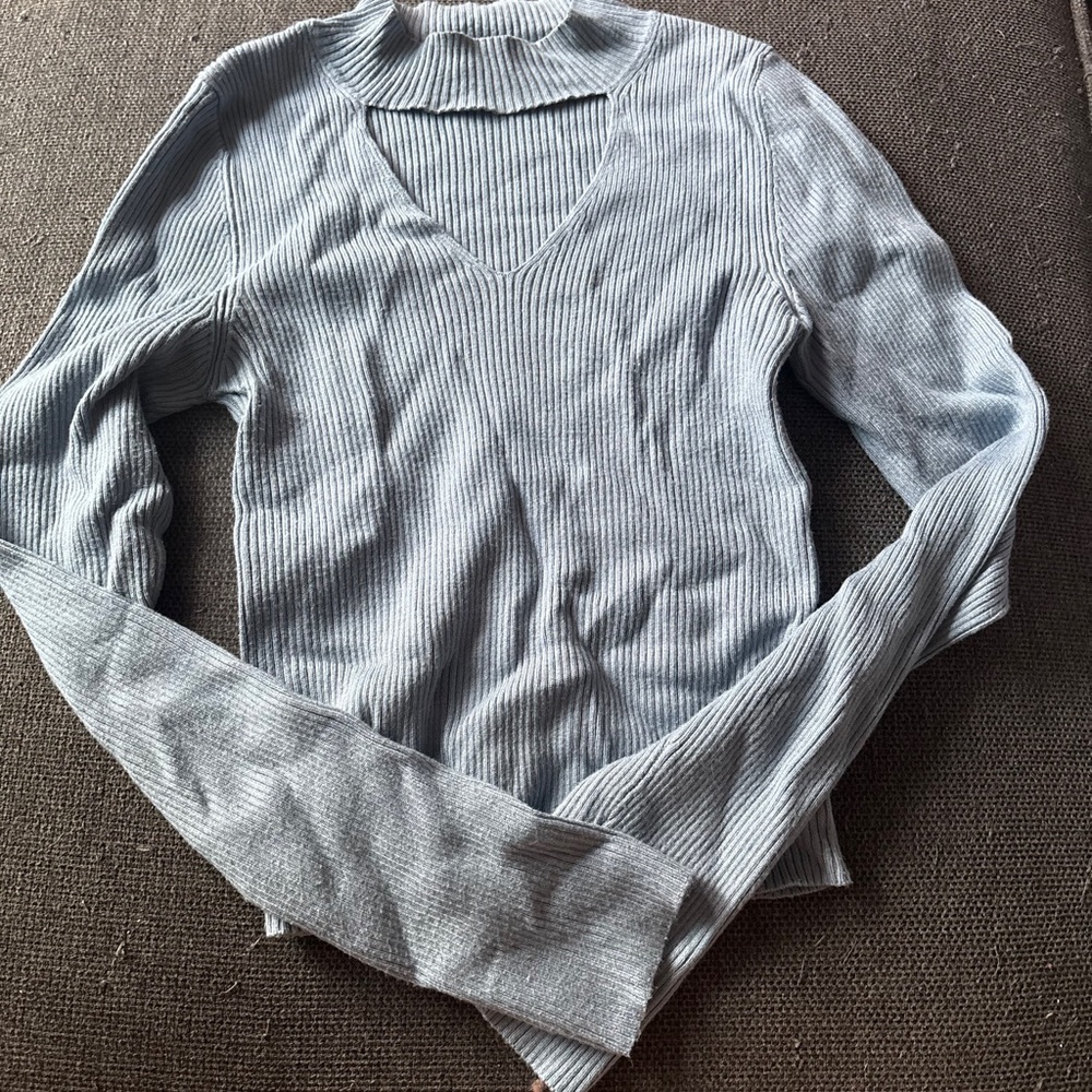 Stradivarius Blue Ribbed Sweater
